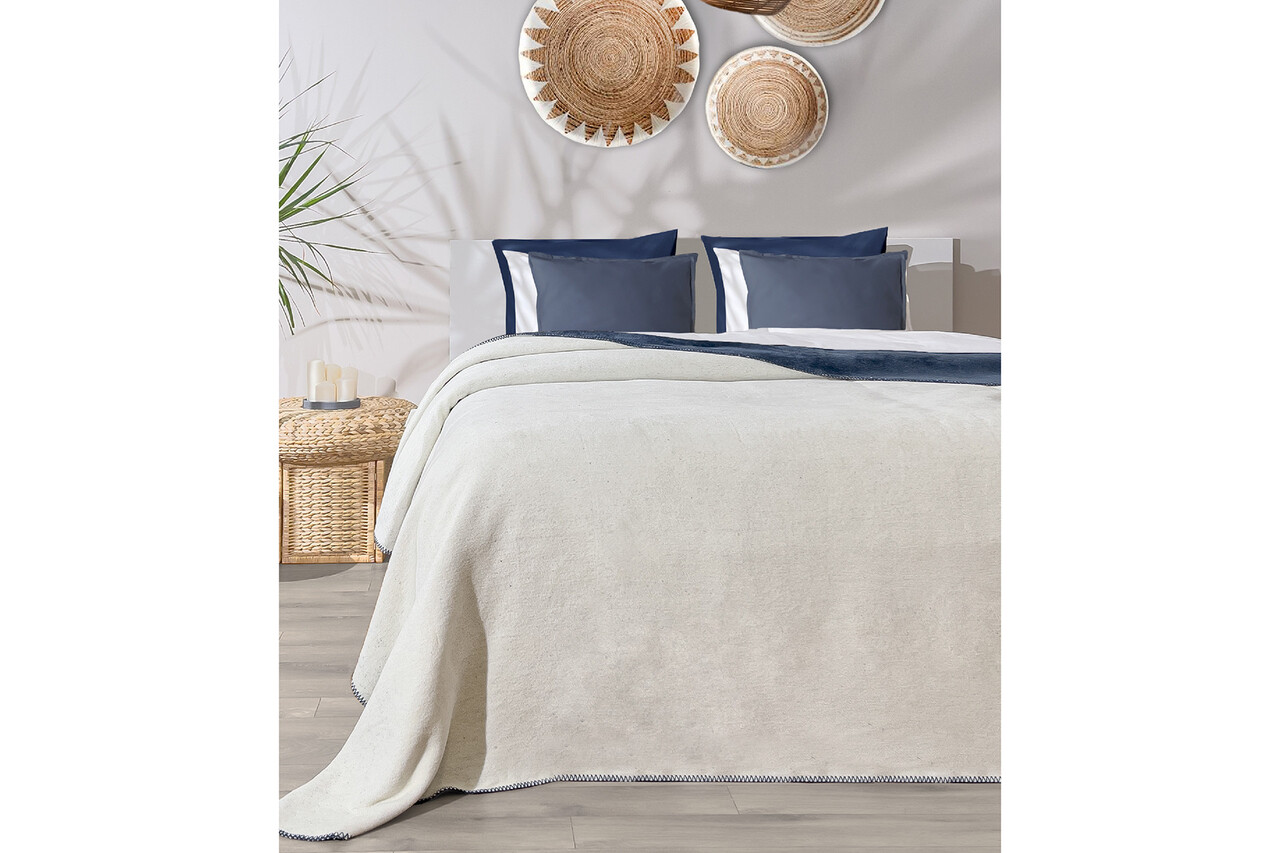 Patura Double, L'essentiel Maison, Twin, Albastru / Crem - imagine 3